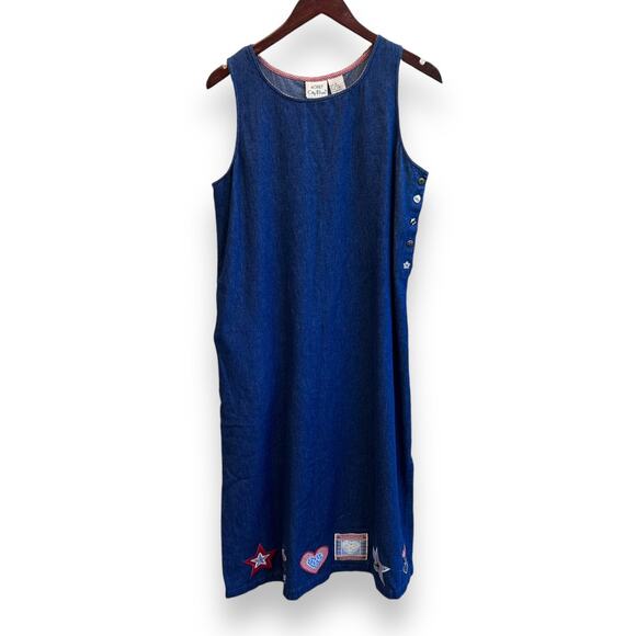 City Blues by Koret Dresses & Skirts - Vintage 90s Denim Teacher Stars Themed Maxi Dress Size Medium